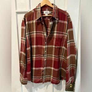 Armani Exchange Red and Brown Plaid Shirt